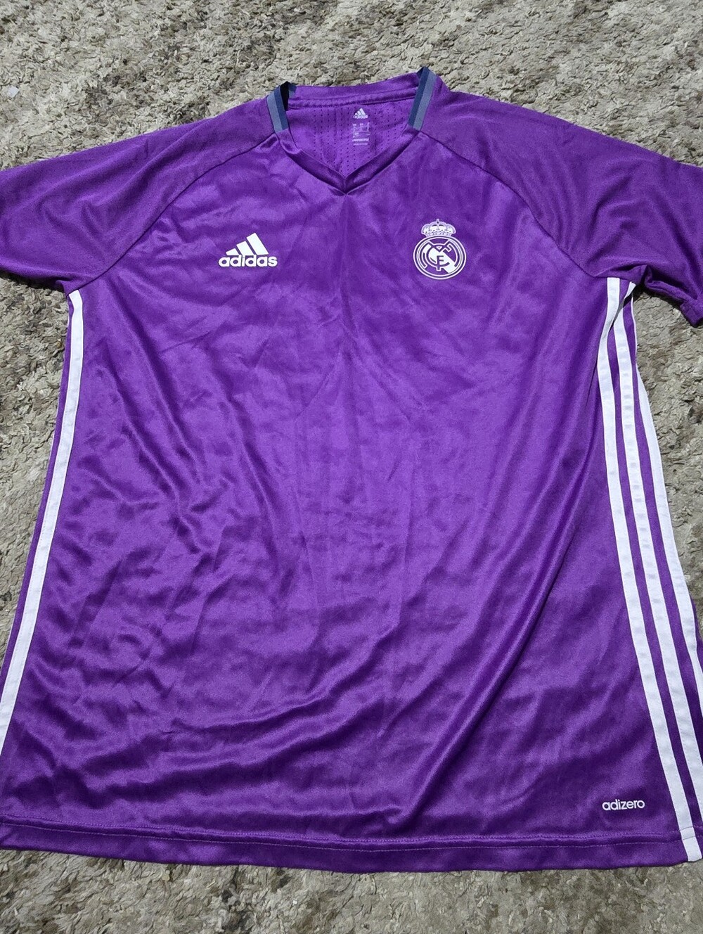 adidas Purple Real Madrid Training Jersey with White Stripes - Size XL
